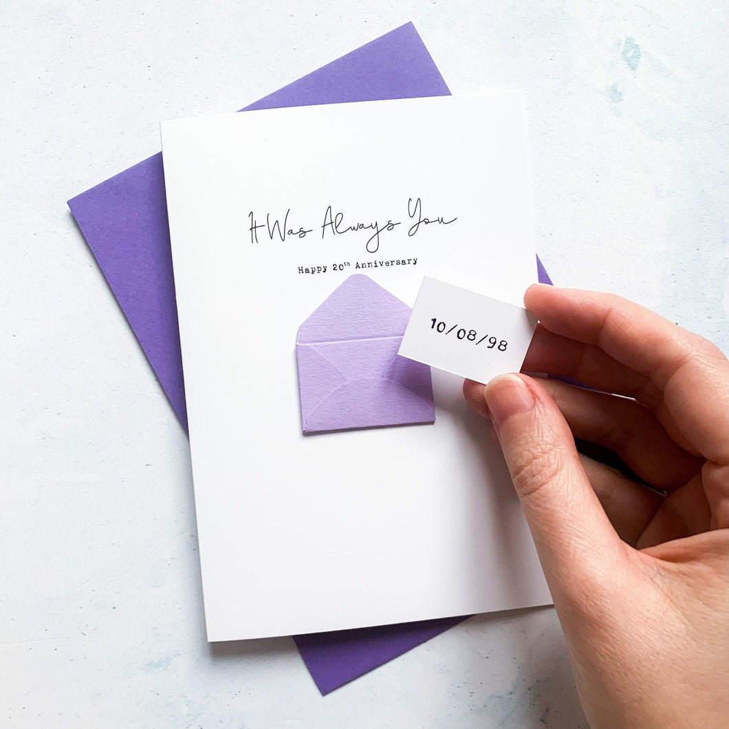 Always You 20th Anniversary Card, Husband Anniversary Card, Boyfriend Anniversary Card, Anniversary card for Wife, Special Date Personalised