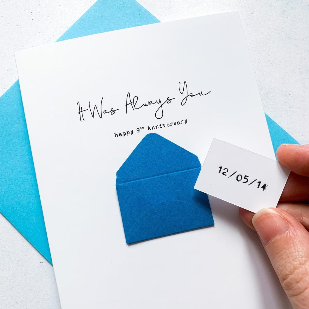 Always You 9th Anniversary Card, Husband Anniversary Card, Boyfriend Anniversary Card, Anniversary card for Wife, Special Date, Personalised