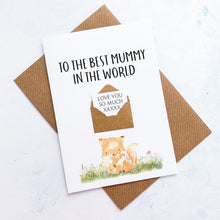 Load image into Gallery viewer, Best Mummy Mother&#39;s Day Card, Personalised Mother&#39;s Day Card, Card for Mum to be, Mother&#39;s Day UK, Mummy on Mother&#39;s Day, Mummy and Baby Fox