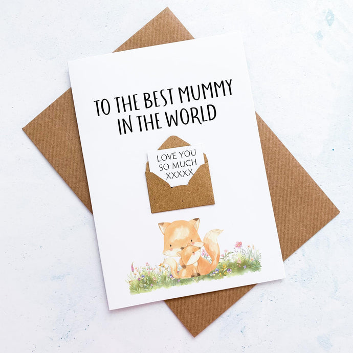Best Mummy Mother's Day Card, Personalised Mother's Day Card, Card for Mum to be, Mother's Day UK, Mummy on Mother's Day, Mummy and Baby Fox