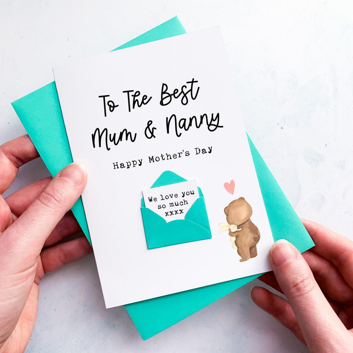 Cute Best Mum & Nanny Mother's Day Card, Personalised Mother's Day Card, Card for Mum to be, Mother's Day UK, Mummy on Mother's Day