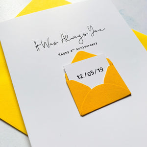 Always You 4th Anniversary Card, Husband Anniversary Card, Boyfriend Anniversary Card, Anniversary card for Wife, Special Date, Personalised