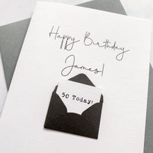 Load image into Gallery viewer, Personalised Any Name cute birthday card handmade card 3D Card printed with message 50th birthday card 50 years old husband birthday birthday for husband male birthday card 50th husband card 50th birthday