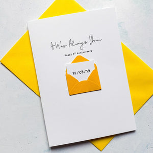 Always You 4th Anniversary Card, Husband Anniversary Card, Boyfriend Anniversary Card, Anniversary card for Wife, Special Date, Personalised