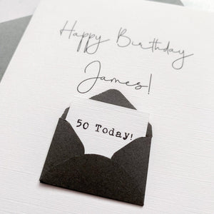 Personalised Any Name cute birthday card handmade card 3D Card printed with message 50th birthday card 50 years old husband birthday birthday for husband male birthday card 50th husband card 50th birthday