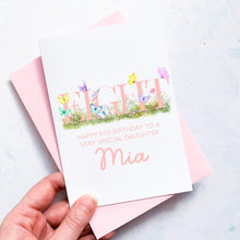 Load image into Gallery viewer, Personalised 5th Birthday Card, Daughter Granddaughter Niece Goddaughter Little Girl, Children&#39;s Birthday, Butterfly, Fifth Birthday Gift