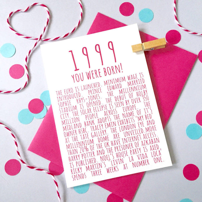 1999 Birthday Card, Birthday Card for her, Birthday card for him, Birthday card for son, Birthday card for husband, boyfriend birthday card