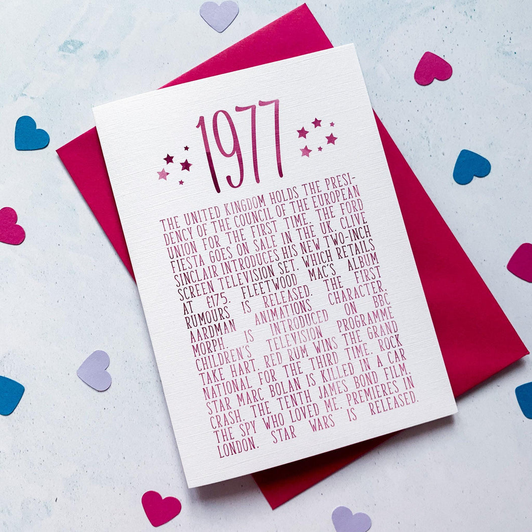 1977 Birthday Card, Birthday Card for her, Birthday card for him, Birthday card for son, Birthday card for husband, boyfriend birthday card