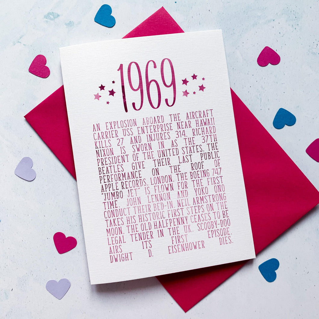 1969 Birthday Card, Birthday Card for her, Birthday card for him, Birthday card for son, Birthday card for husband, boyfriend birthday card