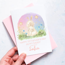 Load image into Gallery viewer, Personalised 1st Father's Day As Daddy Card, First Father's Day, From Daughter, As Grandad, As Grandpa, Cute Bunny, Handmade Card, For Daddy