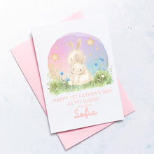 Load image into Gallery viewer, Personalised 1st Father's Day As Daddy Card, First Father's Day, From Daughter, As Grandad, As Grandpa, Cute Bunny, Handmade Card, For Daddy