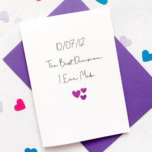 Best Decision Anniversary Card, Girlfriend Anniversary Card, Anniversary card for Wife, Personalised card for Husband, Wife Anniversary