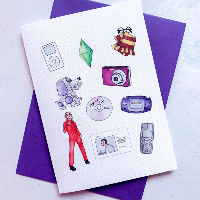 2000's Nostalgia Birthday Card, Birthday Card for her, Birthday card for him, Birthday card for daughter, Birthday card for sister