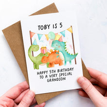 Load image into Gallery viewer, Personalised 5th Birthday Card, Card For Baby, Child Card, Children&#39;s Birthday Card, Card For Grandchild, Woodland Animals,5th Birthday Gift