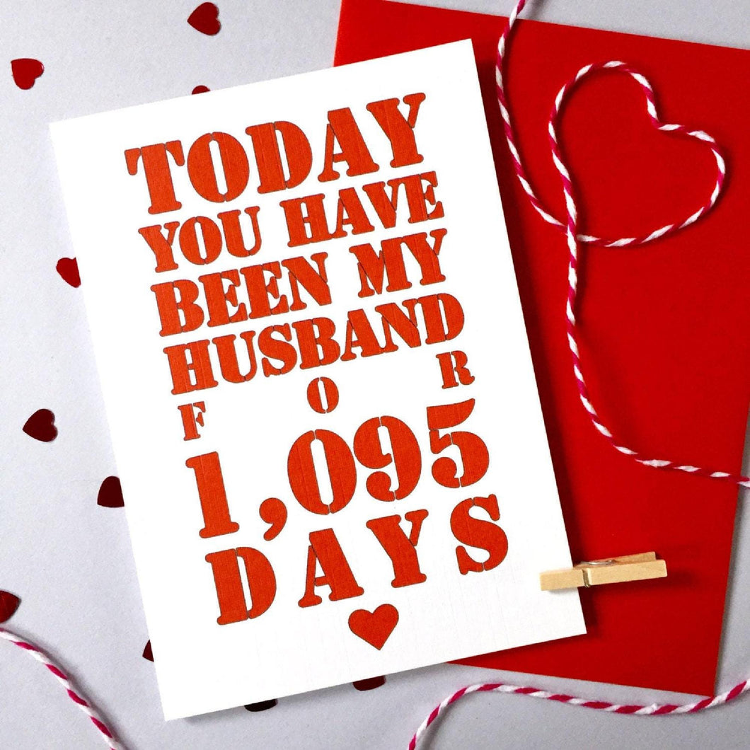 Days Anniversary Card, Husband Anniversary Card, Boyfriend Anniversary Card, Anniversary card for Wife, Personalised Anniversary Card