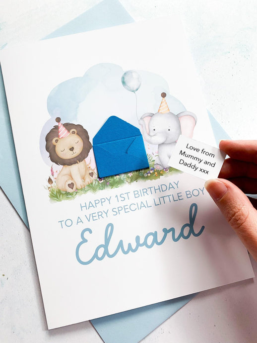 Personalised Birthday Card, Son Grandson Nephew Godson Little Boy, Children's Birthday, For Child, Any Age, Birthday Gift, Cute Animals
