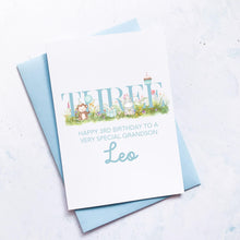 Load image into Gallery viewer, Personalised 3rd Birthday Card, Son Grandson Nephew Godson Little Boy, Children&#39;s Birthday, For Child, Third Birthday Gift, Cute Animals