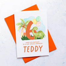 Load image into Gallery viewer, Personalised 6th Birthday Card, Son Grandson Nephew Godson Little Boy, Children&#39;s Birthday, For Child, Sixth Birthday Gift, Cute Dinosaurs