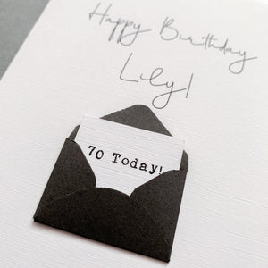 70th Birthday Card, 70 Year Old, Personalised, Any Name, Birthday Card for female, cute birthday card, handmade, 3D Card, wife Birthday