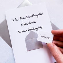 Load image into Gallery viewer, To Our Daughter &amp; Son-In-Law on her Wedding Day Card, Wedding Card for daughter, For Couple, On your wedding day card, Congratulations Card