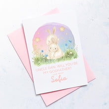 Load image into Gallery viewer, Be My Godfather Proposal Card, Godparents Proposal, God parents proposal Card, Be my Godmother card, be my godfather, From Baby Girl, Bunny