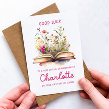 Load image into Gallery viewer, Good Luck at School Card, Personalised Back to School Card, First Day at School, Good Luck, for Granddaughter, for Grandson, 1st day