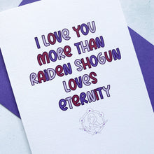Load image into Gallery viewer, Raiden Shogun Genshin Impact Card, Husband Anniversary Card, Boyfriend Anniversary Card, Anniversary card for Wife, Geeky Anniversary Card