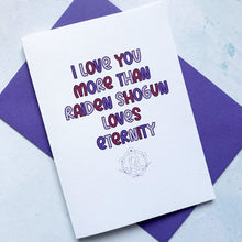 Load image into Gallery viewer, Raiden Shogun Genshin Impact Card, Husband Anniversary Card, Boyfriend Anniversary Card, Anniversary card for Wife, Geeky Anniversary Card