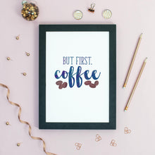 Load image into Gallery viewer, Downloadable But First Coffee Print - Print at Home - A4, A3, A2 - Typography - Interior style print - Motivational quote
