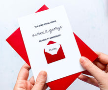 Load image into Gallery viewer, 1st Anniversary Card for Couple, Personalised One Year Wedding Card, Romantic Paper Anniversary Gift, For my Husband Wife Partner