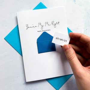Wedding Anniversary Card, Mr Right, Husband Anniversary Card, Boyfriend Anniversary Card, Anniversary card for Wife, Special Date