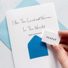 Load image into Gallery viewer, Luckiest Person Anniversary Card, Husband Anniversary Card, Boyfriend Anniversary Card, Anniversary card for Wife, Special Date
