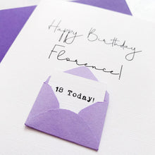 Load image into Gallery viewer, 18th Birthday Card, 18 Year Old, Personalised, Any Name, Birthday Card for female, cute birthday card, handmade, 3D Card, daughter Birthday
