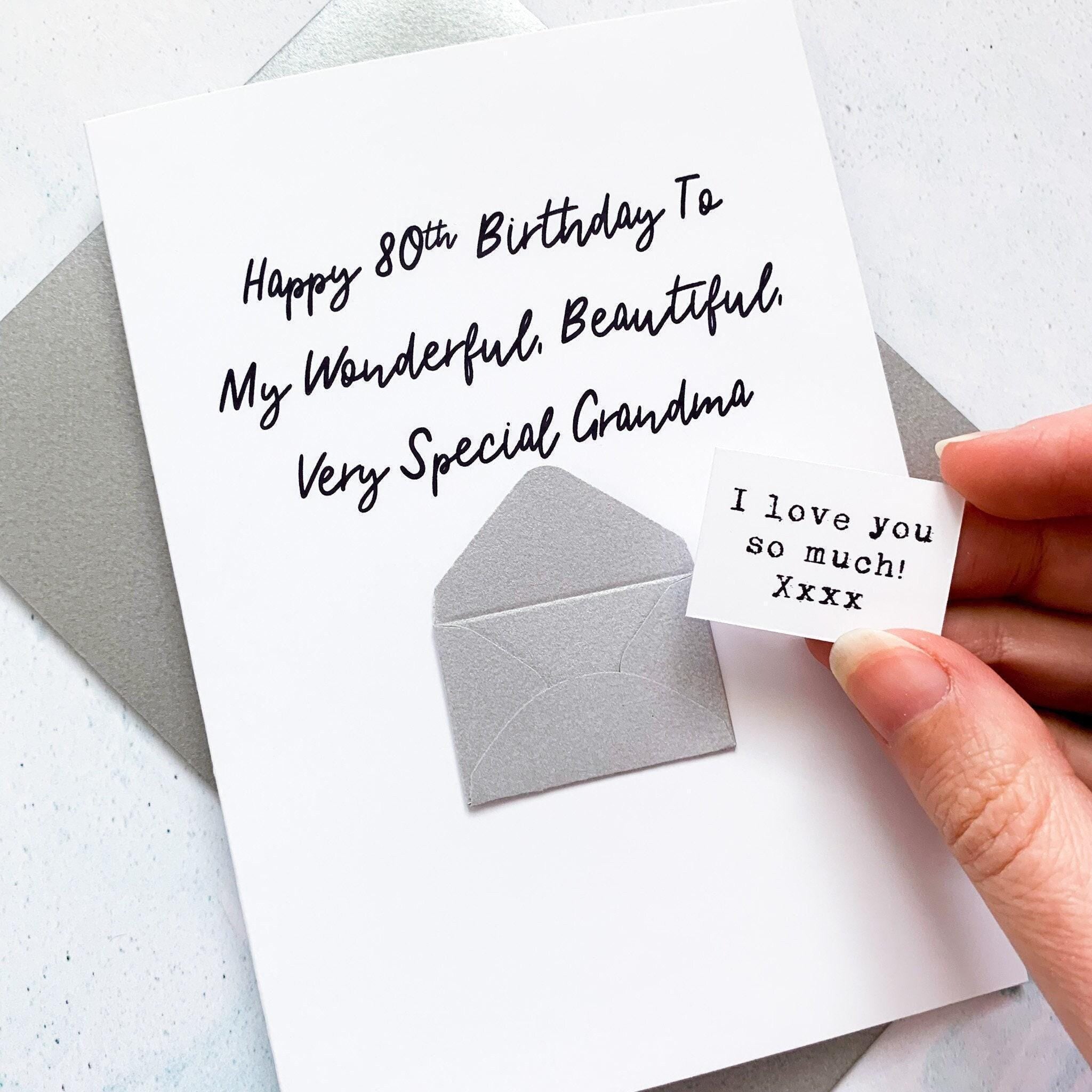 Grandma Birthday Card Personalised Handmade Greeting With Secret Message  Mini Envelope