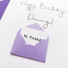 Load image into Gallery viewer, Personalised 10th Birthday Card, 10 Year Old Birthday Card, Birthday Card for Boy or Girl, Handmade Age 10 Card, For Son, For Grandson, Ten