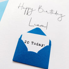 Load image into Gallery viewer, 20th Birthday Card, 20 Year Old, Personalised, Any Name, Birthday Card for male, cute birthday card, handmade card, 3D Card, son Birthday