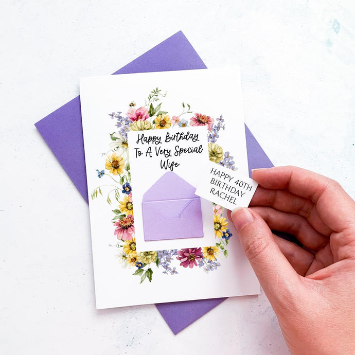 Very Special Wife 40th Birthday Card, 40 Years Old, Personalised, For Her, To My Wife, Female, Forty Years Old, Fortieth Gift, Botanical