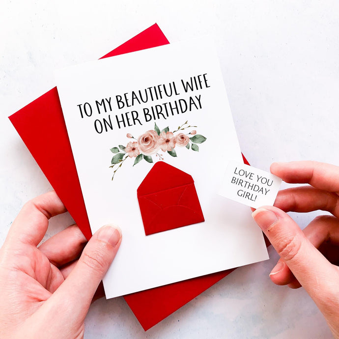 Beautiful Wife On Her Birthday Card, Wife Birthday Card, Partner Birthday Card, Birthday card for Wife, Personalised Wife Card, 3d Handmade