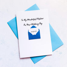 Load image into Gallery viewer, Personalised Wedding Day Card For Nephew, To a Special Couple, Handmade Wedding Keepsake, Congratulations, Custom Gift, Personalized Card
