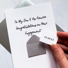 Load image into Gallery viewer, To My Son and his Fiancee Congratulations card, Engagement card, Congratulations on your engagement, card for son, son and daughter in law