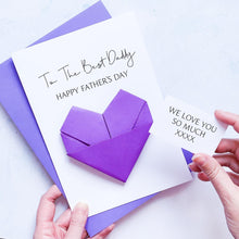 Load image into Gallery viewer, Best Daddy Father's Day Card, Origami Heart, Personalised Handmade Keepsake Gift, On His 1st Father's Day, From Son, Daughter, From the Bump