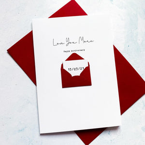 Love You More Anniversary Card, Husband Anniversary Card, Boyfriend Anniversary Card, Anniversary card for Wife, Special Date, Personalised