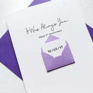 Always You 6th Anniversary Card, Husband Anniversary Card, Boyfriend Anniversary Card, Anniversary card for Wife, Special Date, Personalised