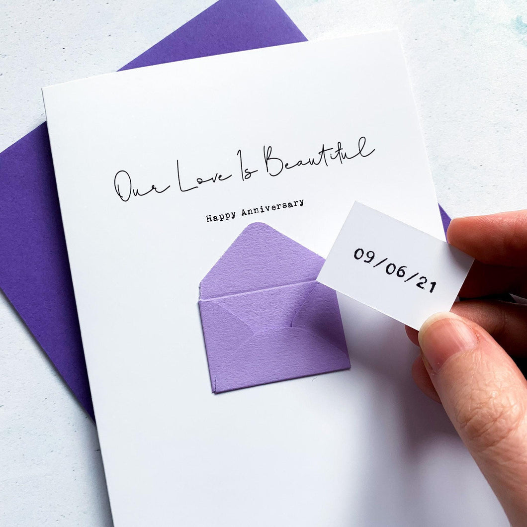 Our Love Is Beautiful Anniversary Card, Husband Anniversary Card, Boyfriend Anniversary Card, Anniversary card for Wife, Personalised