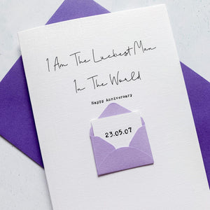 Luckiest Person Anniversary Card, Husband Anniversary Card, Boyfriend Anniversary Card, Anniversary card for Wife, Special Date