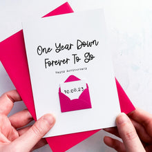 Load image into Gallery viewer, 1st Anniversary Card for Husband, Personalised 1 Year Down Card, First Anniversary Card, Romantic Card for Him, Handmade Card for Partner