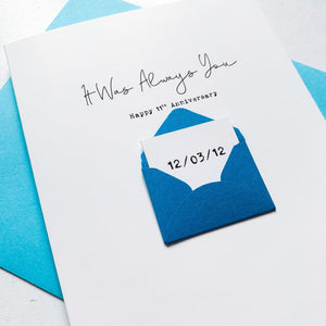 Always You 11th Anniversary Card, Husband Anniversary Card, Boyfriend Anniversary Card, Anniversary card for Wife, Special Date Personalised