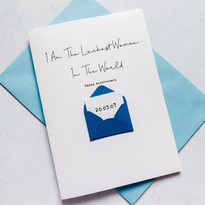 Luckiest Person Anniversary Card, Husband Anniversary Card, Boyfriend Anniversary Card, Anniversary card for Wife, Special Date
