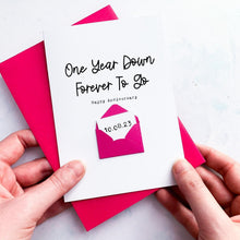 Load image into Gallery viewer, 1st Anniversary Card for Husband, Personalised 1 Year Down Card, First Anniversary Card, Romantic Card for Him, Handmade Card for Partner