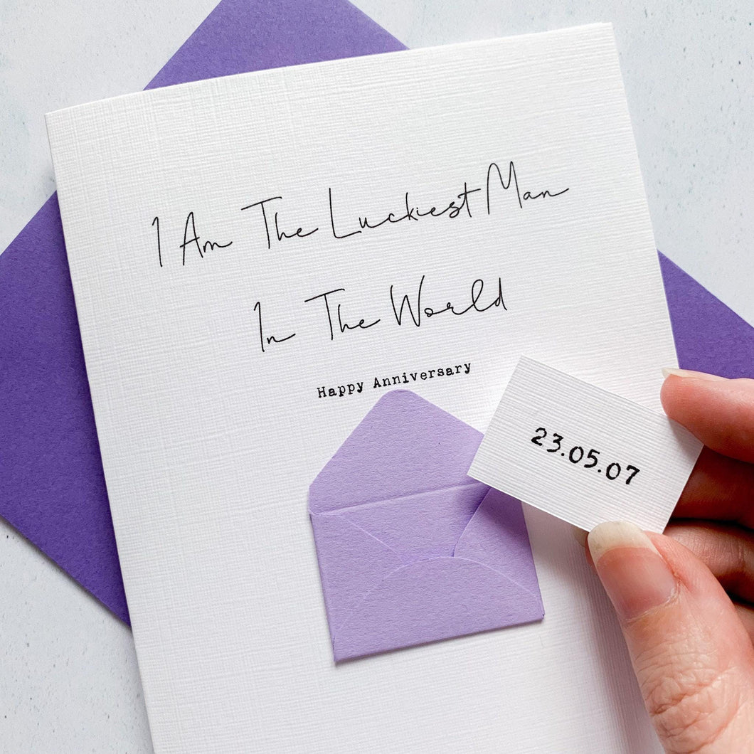Luckiest Person Anniversary Card, Husband Anniversary Card, Boyfriend Anniversary Card, Anniversary card for Wife, Special Date